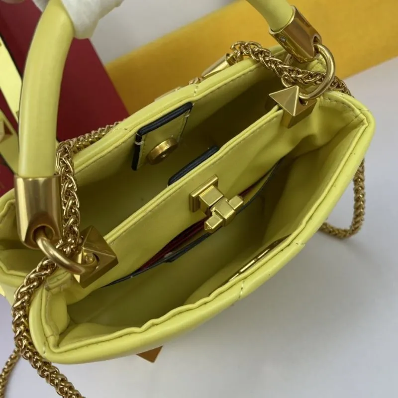 Valentino Yellow Studded Handbag 698 - Image 7