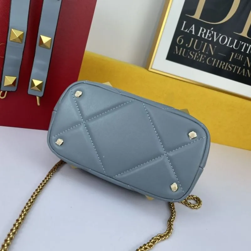 Valentino Light Blue Studded Crossbody Handbag - Image 5
