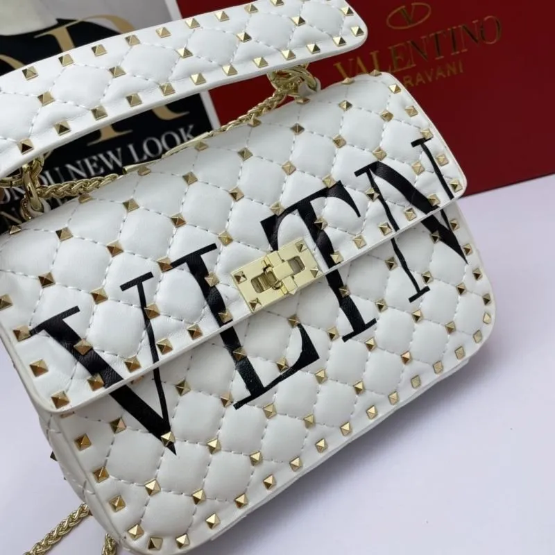 Valentino White Studded VLTN Crossbody Bag - Image 5