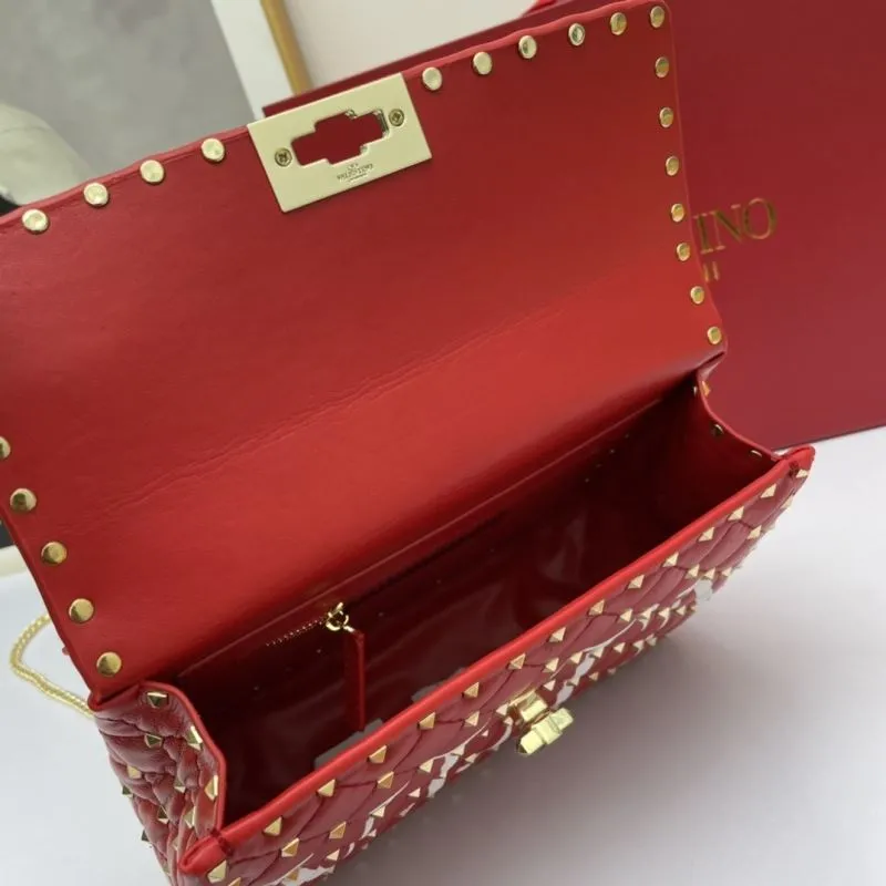 Valentino Red VLTN Studded Leather Handbag - Image 7