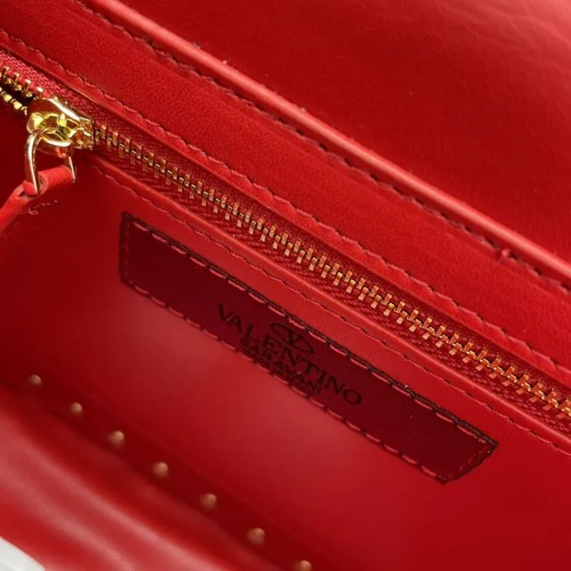 Valentino Red VLTN Studded Leather Handbag - Image 8