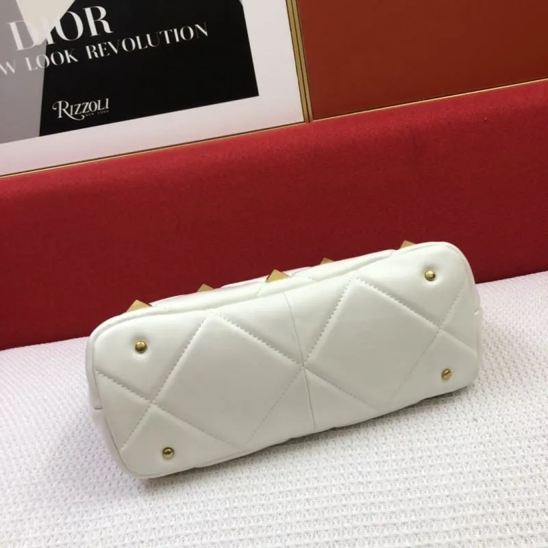 Valentino White Nappa Leather Studded Chain Handbag - Image 7