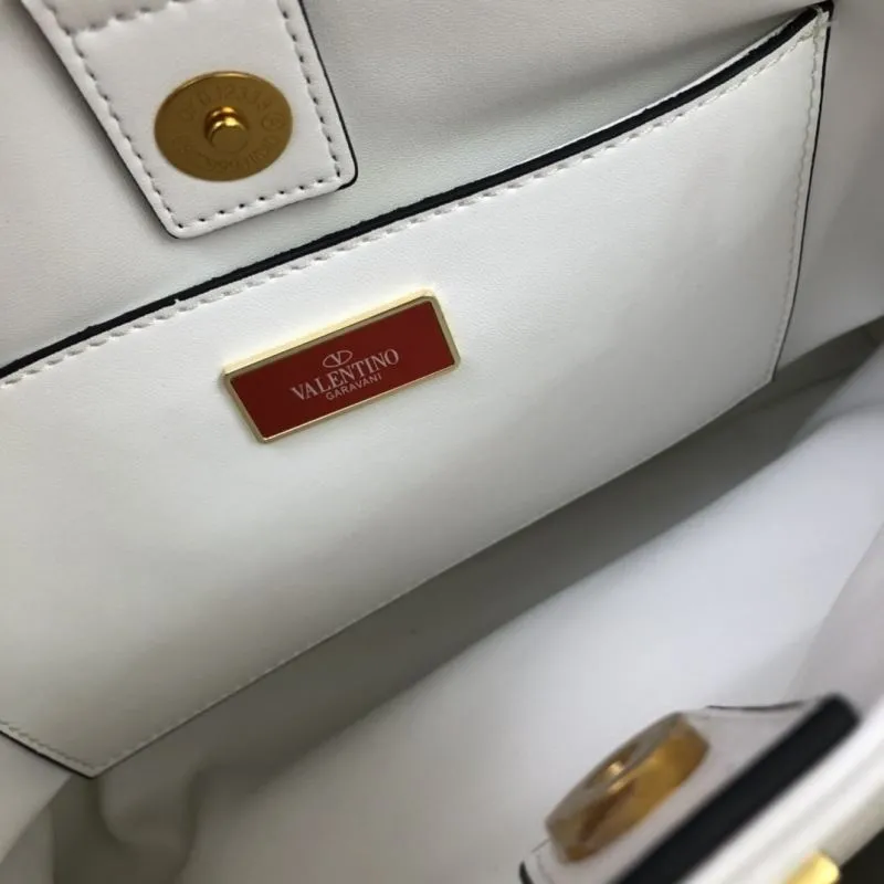 Valentino White Nappa Leather Studded Chain Handbag - Image 9
