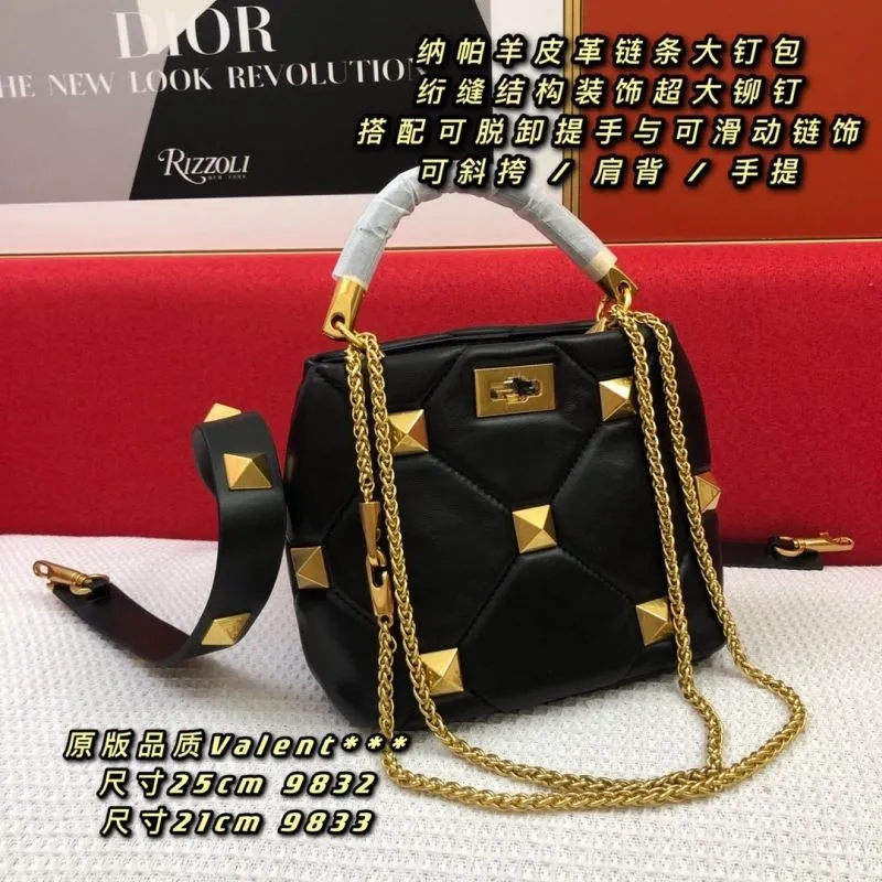 Valentino Black Leather Studded Crossbody Handbag - Image 3