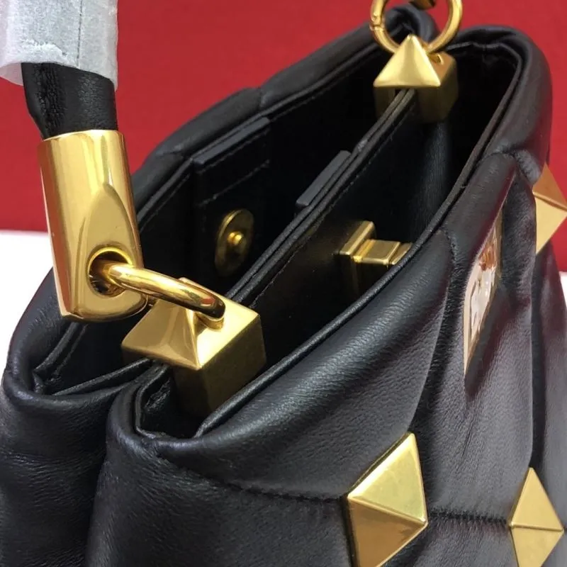 Valentino Black Leather Studded Crossbody Handbag - Image 8