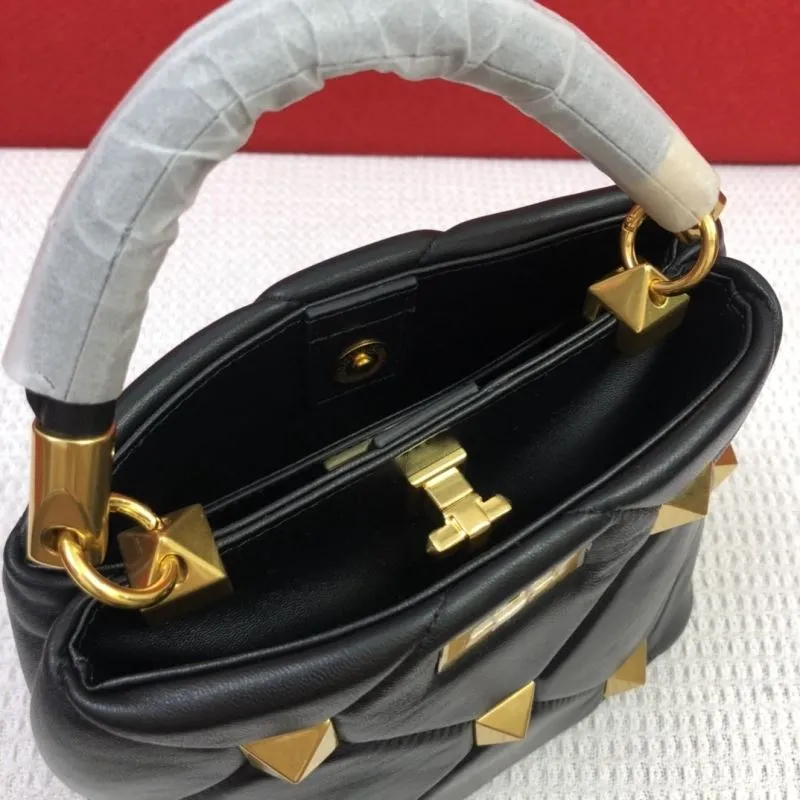 Valentino Black Leather Studded Crossbody Handbag - Image 9