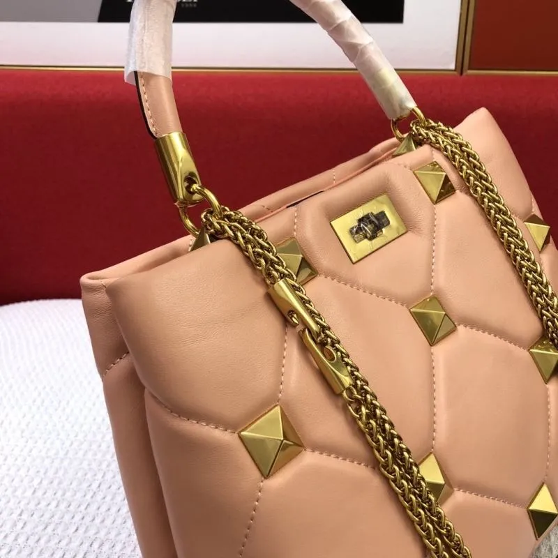 Valentino Pink Nappa Leather Quilted Studded Crossbody Handbag 25cm 9832 21cm 9833 - Image 5