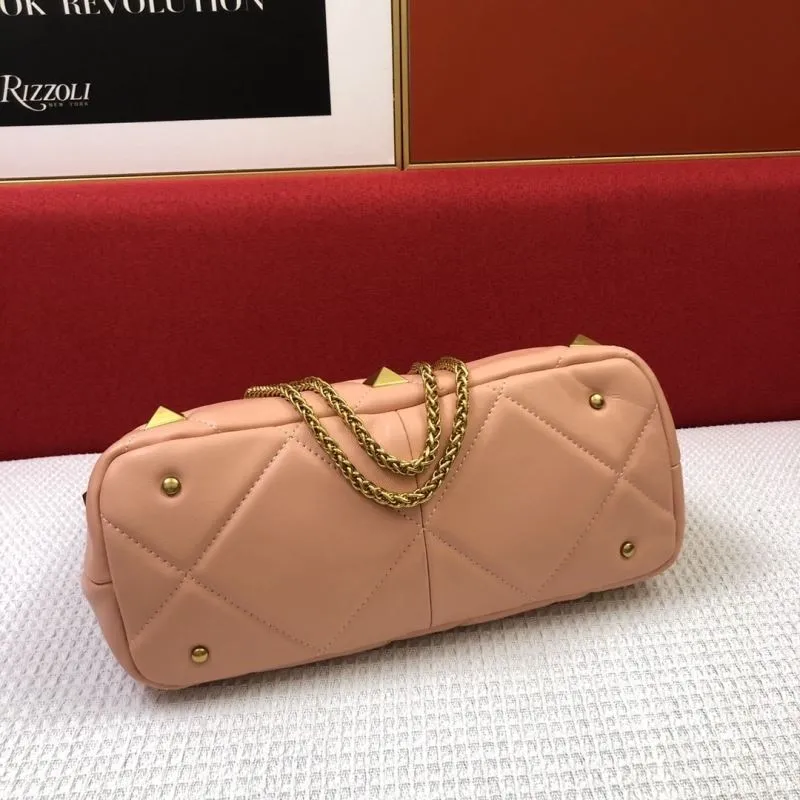 Valentino Pink Nappa Leather Quilted Studded Crossbody Handbag 25cm 9832 21cm 9833 - Image 7