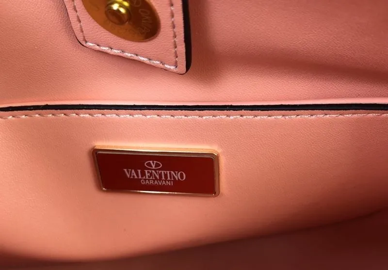 Valentino Pink Nappa Leather Quilted Studded Crossbody Handbag 25cm 9832 21cm 9833 - Image 9