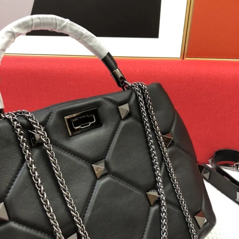 Valentino Black Rockstud Nappa Leather Small Handbag - Image 4