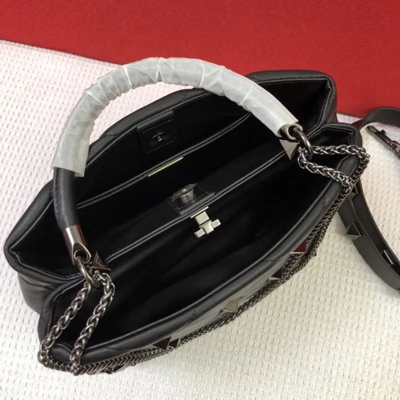Valentino Black Rockstud Nappa Leather Small Handbag - Image 8