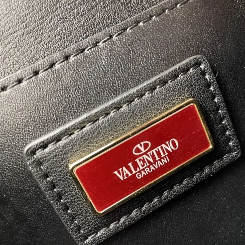 Valentino Black Leather V Logo Bucket Handbag 5002 - Image 9