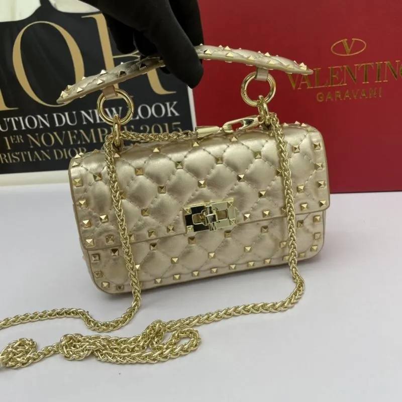 Valentino Garavani Gold Studded Crossbody Handbag - Image 4