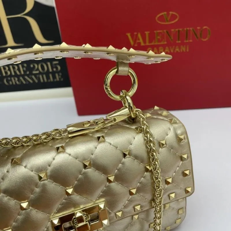Valentino Garavani Gold Studded Crossbody Handbag - Image 6