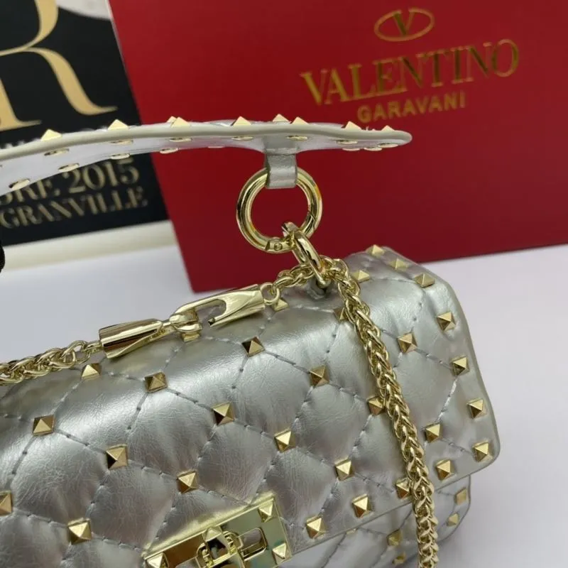 Valentino Garavani Silver Studded Crossbody Handbag 754 - Image 6