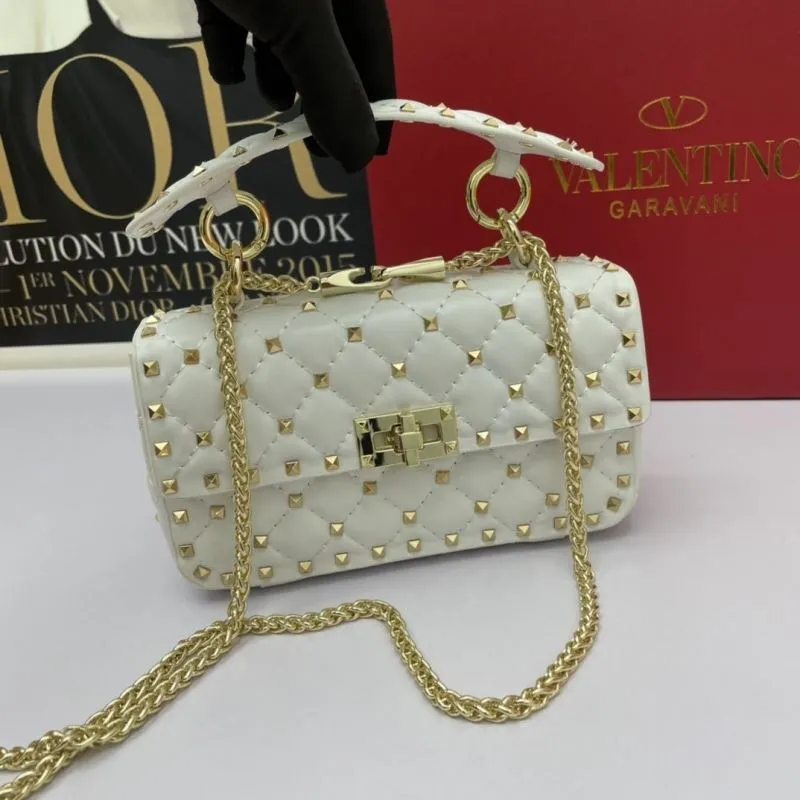Valentino Garavani White Studded Chain Handbag - Image 4