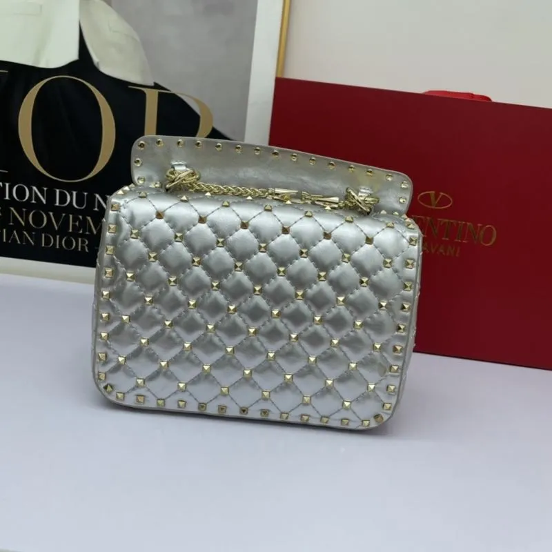 Valentino Silver Studded Chain Shoulder Handbag - Image 3