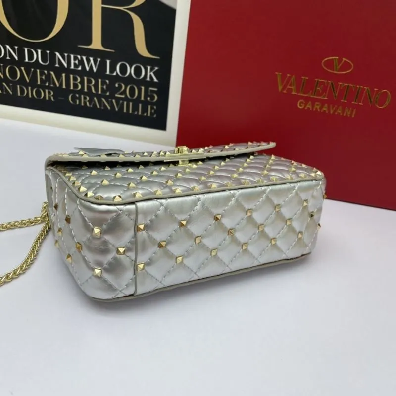 Valentino Silver Studded Chain Shoulder Handbag - Image 4