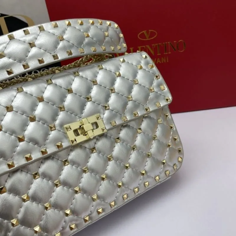 Valentino Silver Studded Chain Shoulder Handbag - Image 5