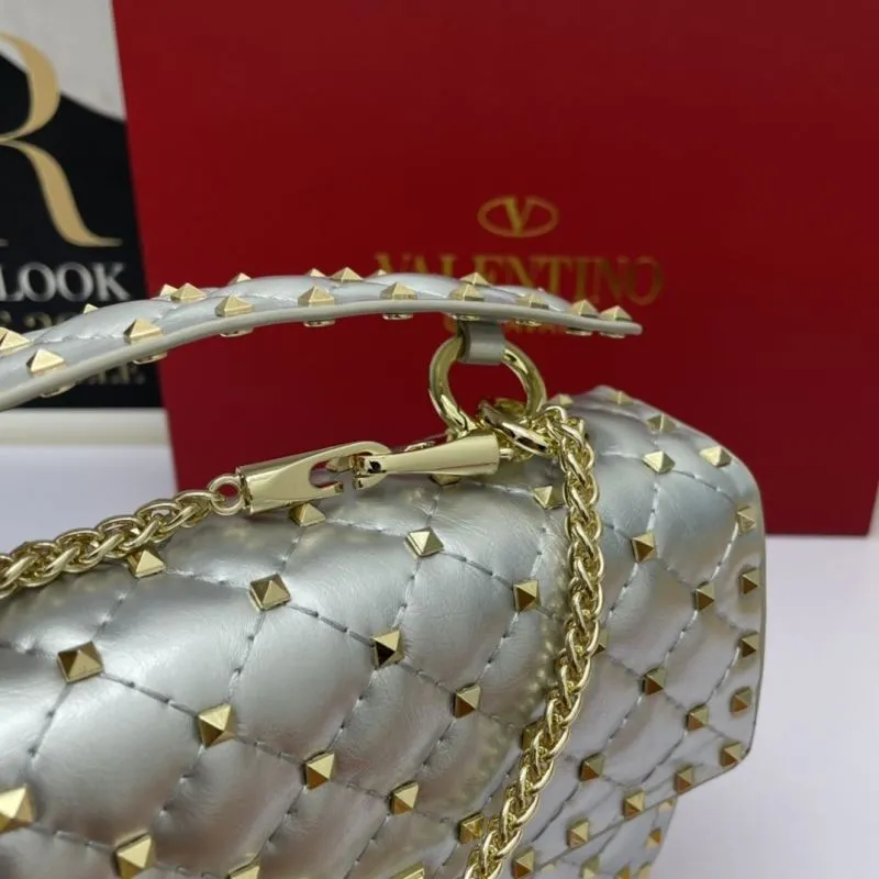 Valentino Silver Studded Chain Shoulder Handbag - Image 6