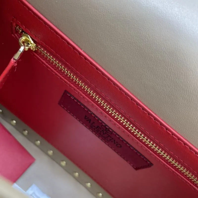 Valentino Beige Studded Quilted Handbag 768 - Image 8