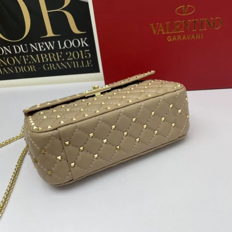 Valentino Beige Rockstud Chain Handbag - Image 4