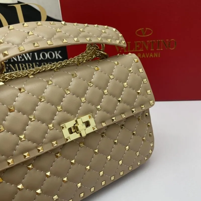 Valentino Beige Rockstud Chain Handbag - Image 5