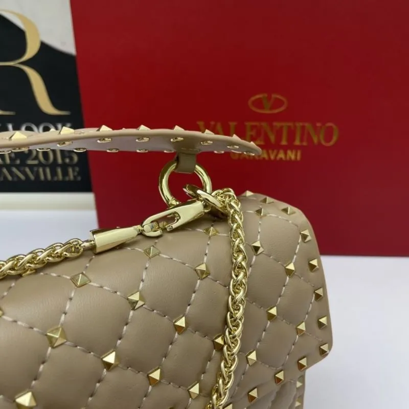 Valentino Beige Rockstud Chain Handbag - Image 6