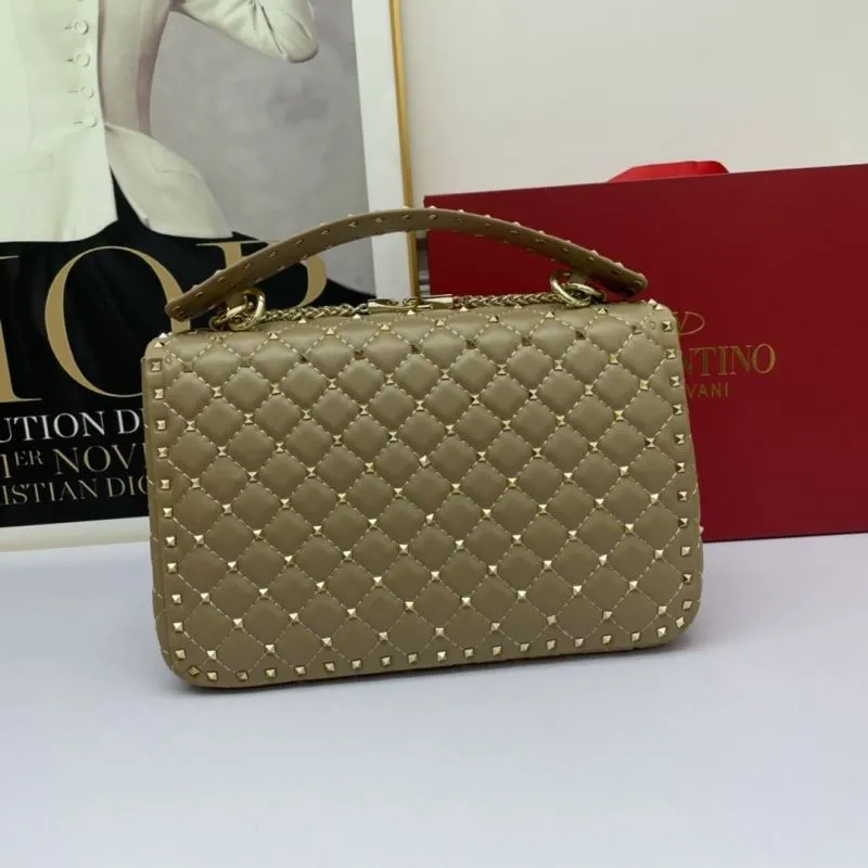 Valentino Beige Studded Leather Handbag Model 781 - Image 3