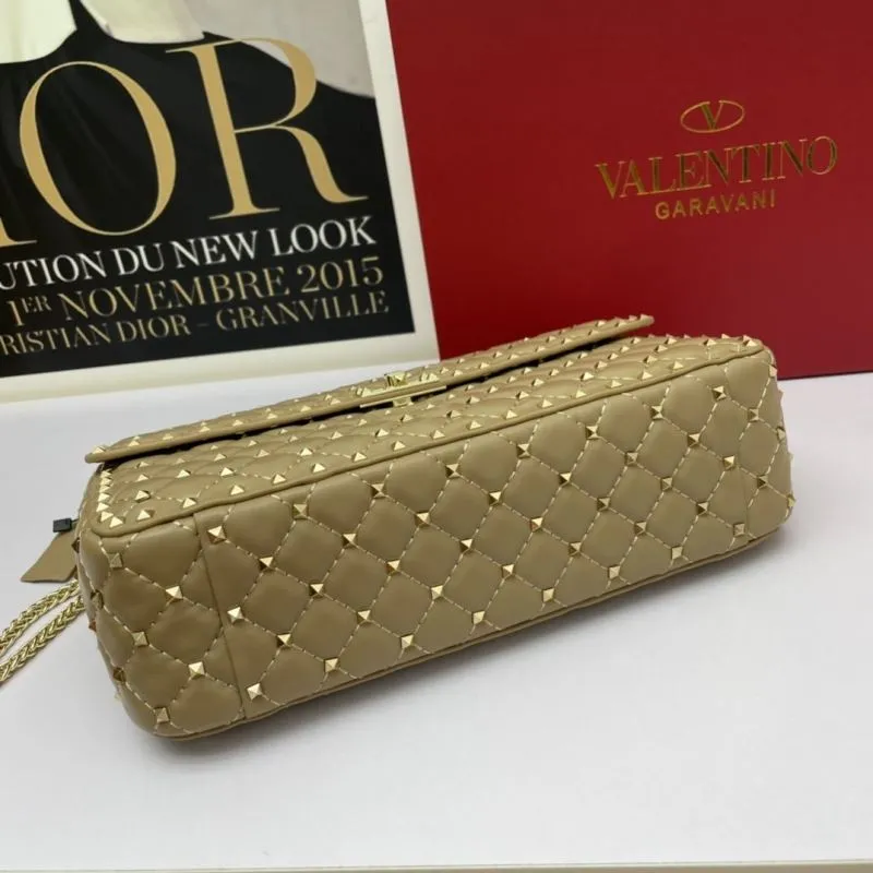 Valentino Beige Studded Leather Handbag Model 781 - Image 4