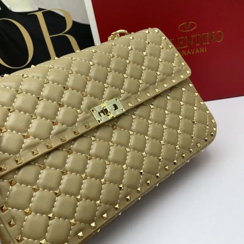 Valentino Beige Studded Leather Handbag Model 781 - Image 5