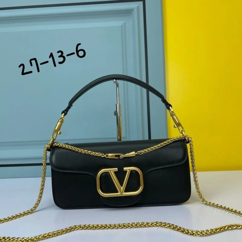 Valentino Black Leather Chain Handbag 791