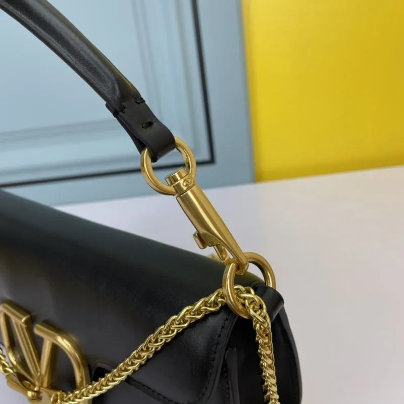 Valentino Black Leather Chain Handbag 791 - Image 5