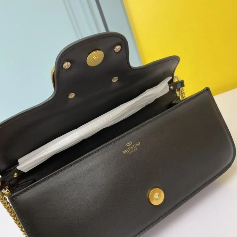 Valentino Black Leather Chain Handbag 791 - Image 6