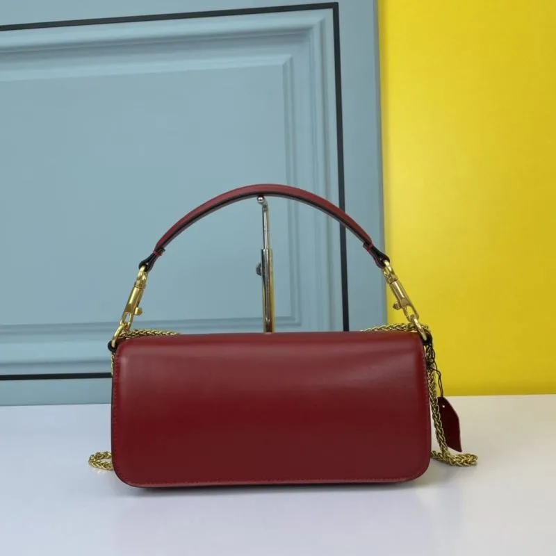 Valentino Red Leather Chain Shoulder Bag - Image 3