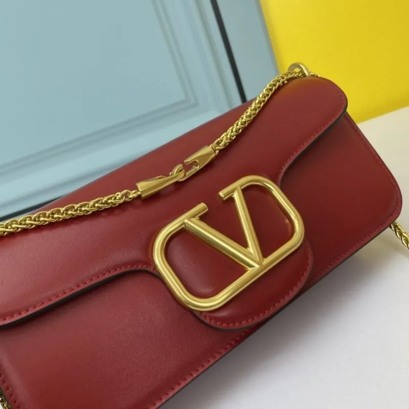 Valentino Red Leather Chain Shoulder Bag - Image 4