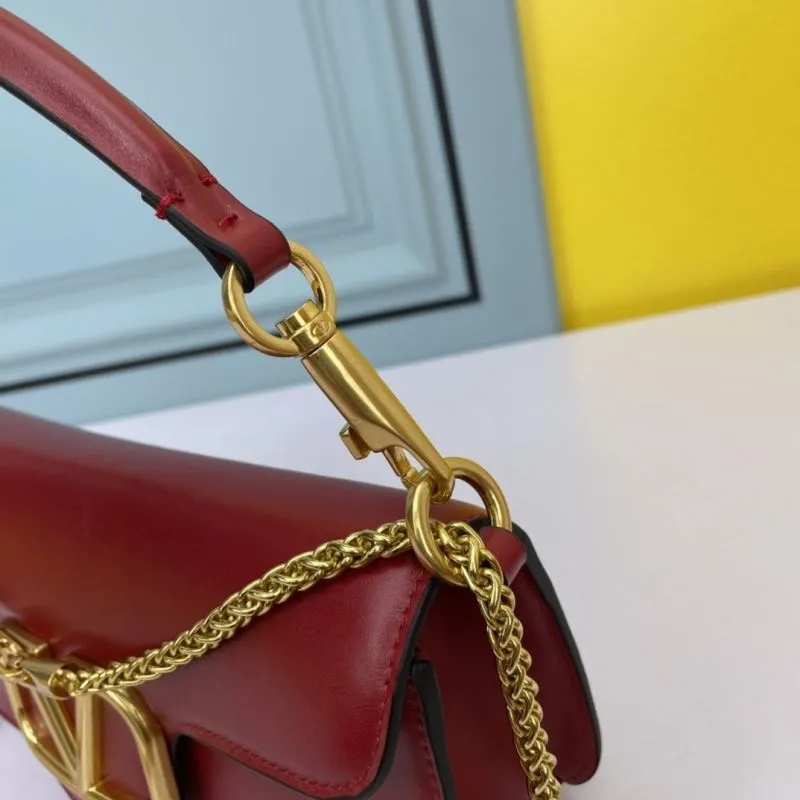 Valentino Red Leather Chain Shoulder Bag - Image 5