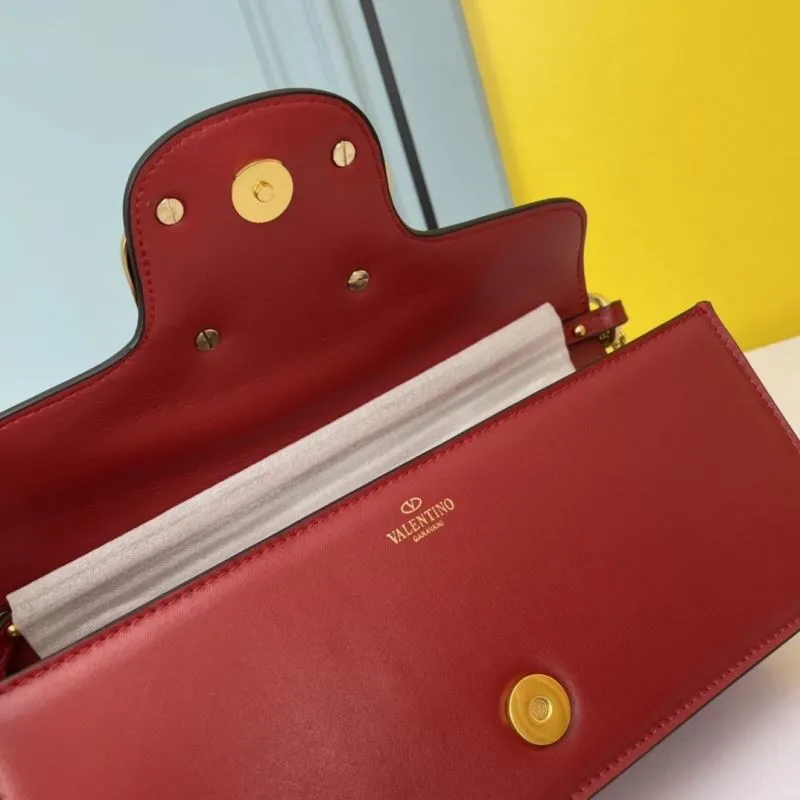 Valentino Red Leather Chain Shoulder Bag - Image 6