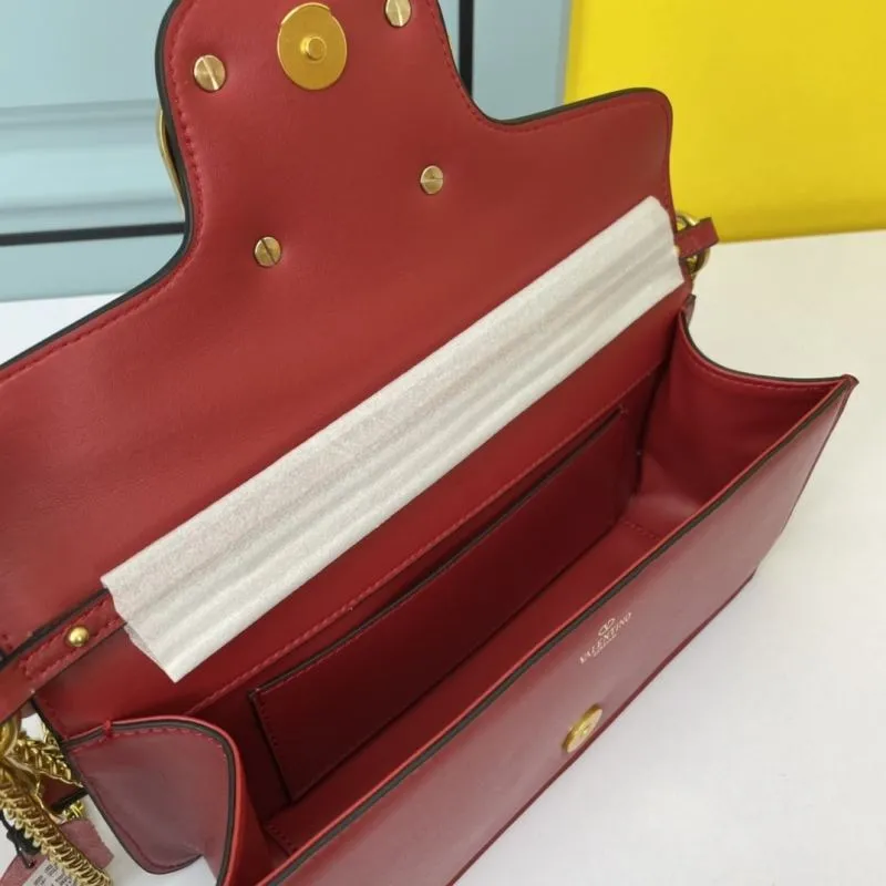 Valentino Red Leather Chain Shoulder Bag - Image 7
