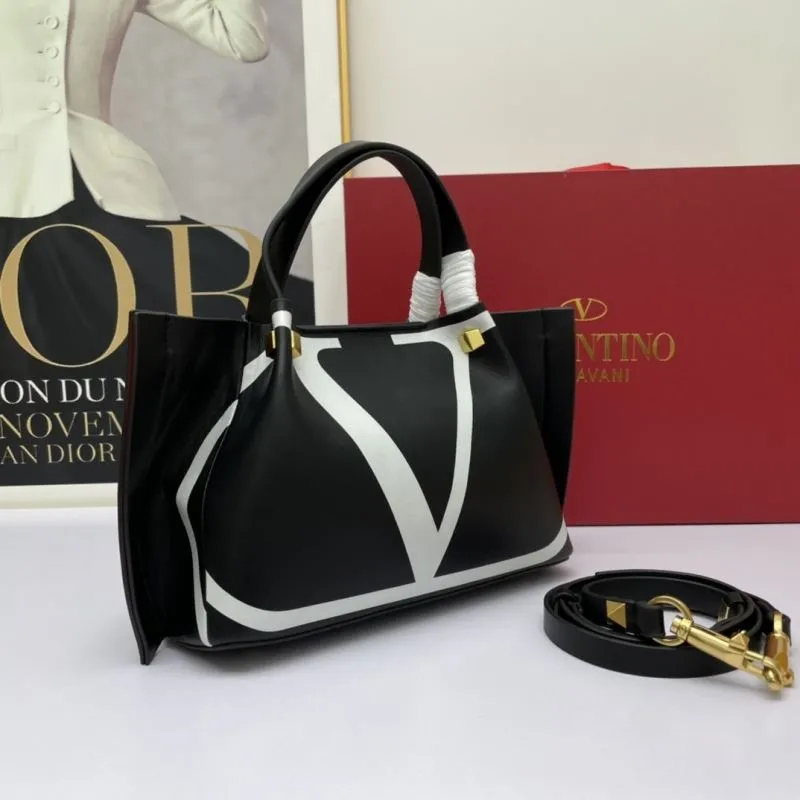 Alternative view of Valentino Black Leather Tote Handbag with Strap