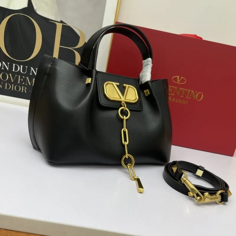 Alternative view of Valentino Black Leather Tote Bag 795 with Shoulder Strap