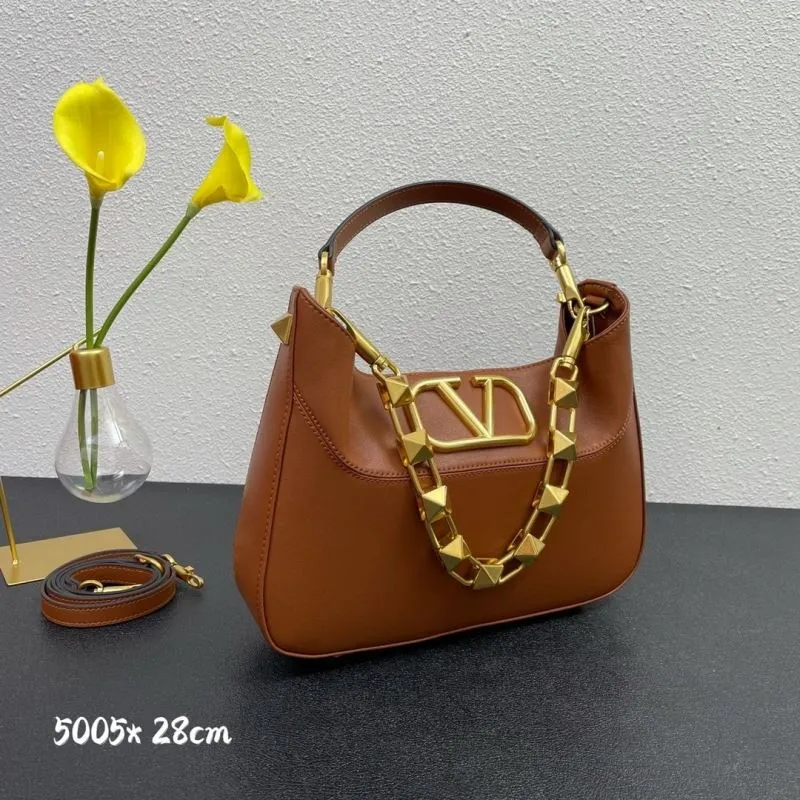 Alternative view of Valentino Brown Leather Handbag Model 5005 28cm