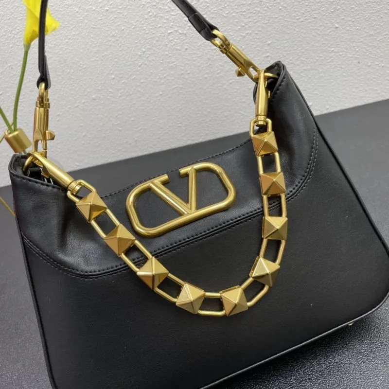 Valentino Black Leather Handbag Model 5005 28cm - Image 4