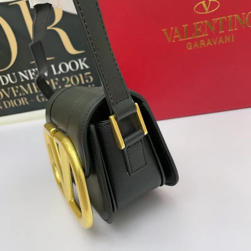 Valentino Garavani Black Leather Crossbody Bag - Image 3