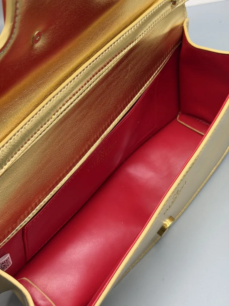Valentino Gold Leather Satchel Shoulder Bag - Image 7