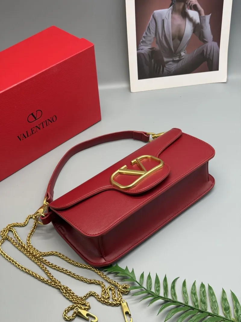 Valentino Red Leather Shoulder Satchel Bag - Image 6