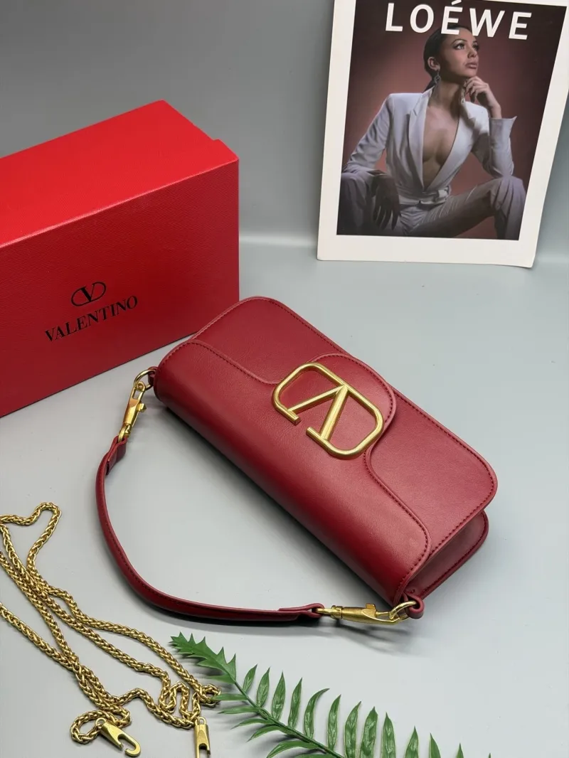 Valentino Red Leather Shoulder Satchel Bag - Image 7