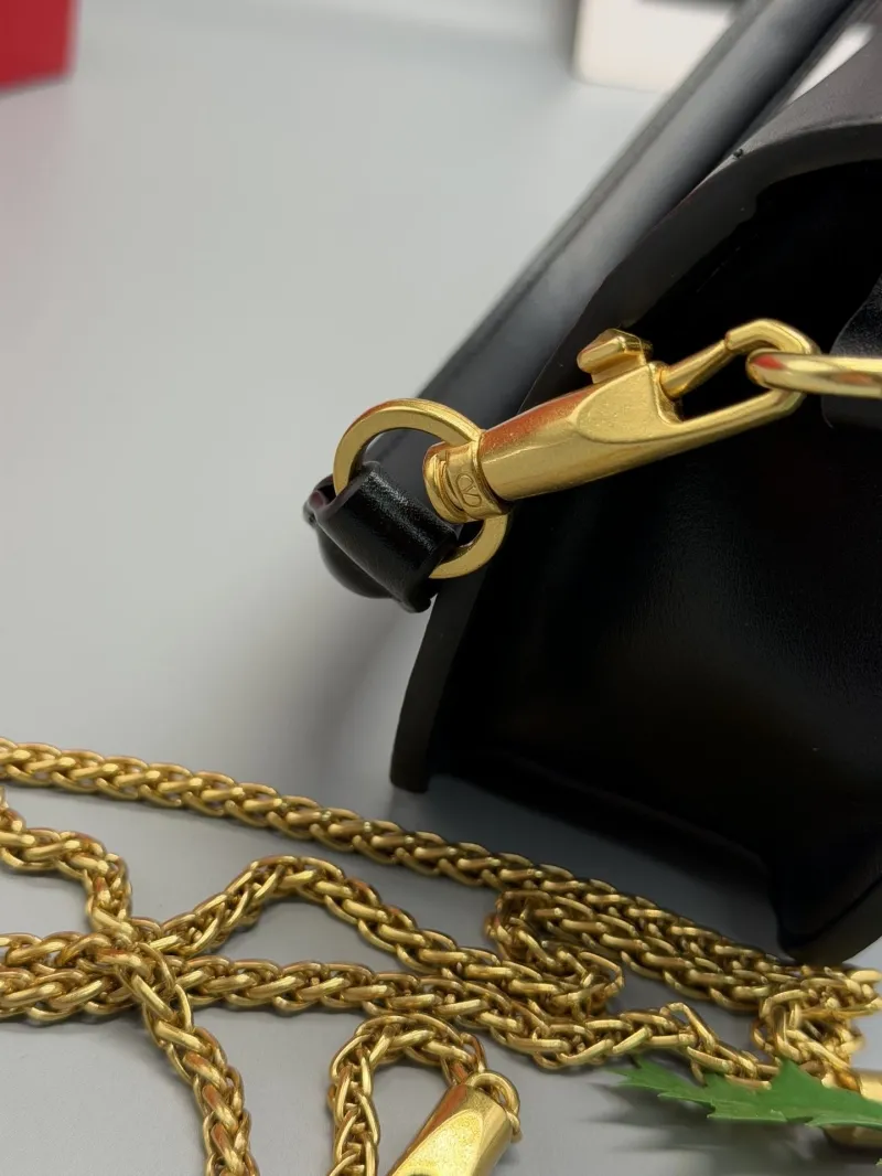 Valentino Black Leather Shoulder Bag with Chain - Image 5