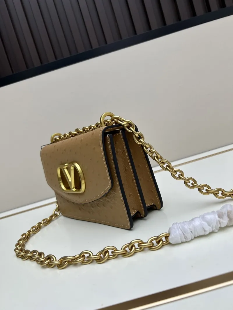 Alternative view of Valentino Tan Ostrich Leather Crossbody Bag 20260-2