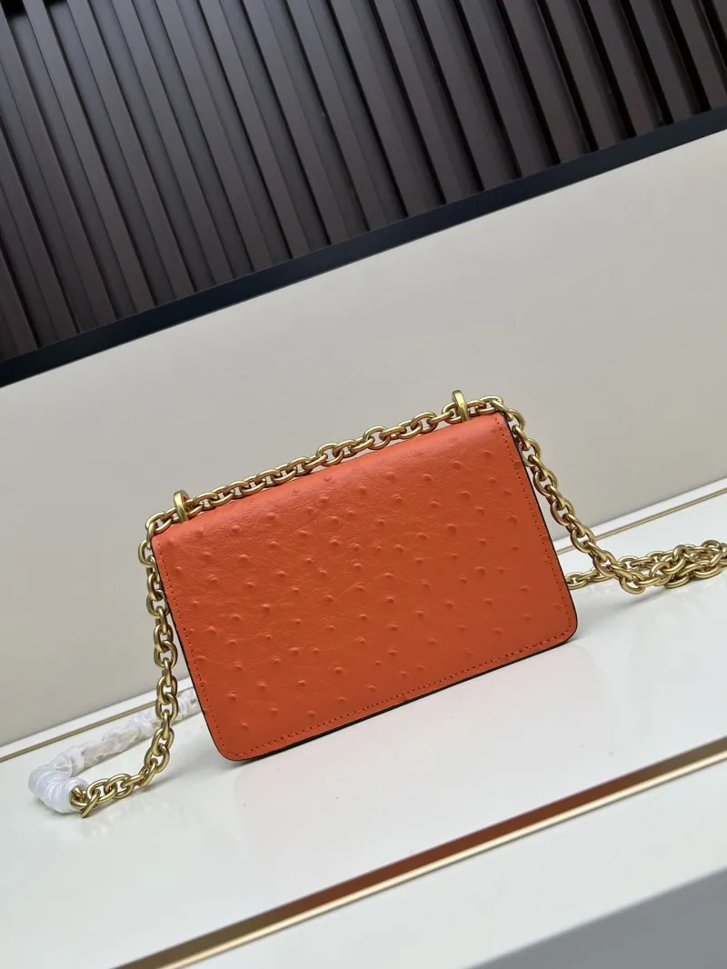 Valentino Orange Ostrich Leather Satchel Crossbody Bag 20260-2 - Image 3